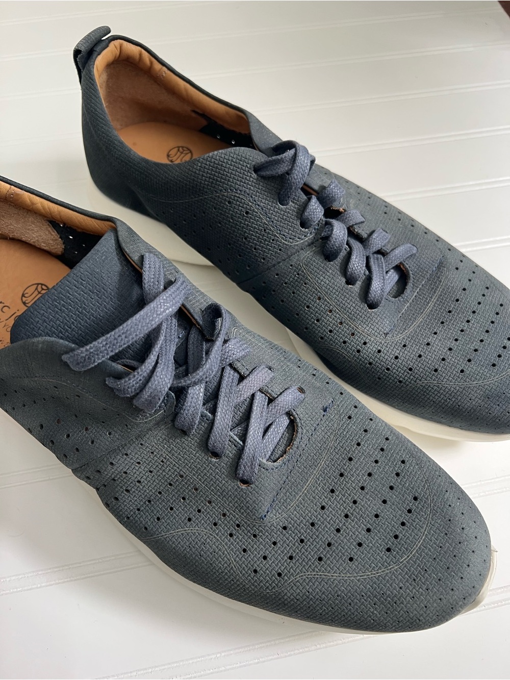 Marc Joseph Genuine New York Leather Grand Central Sneaker Dusty Blue Size 12 - Picture 6 of 8